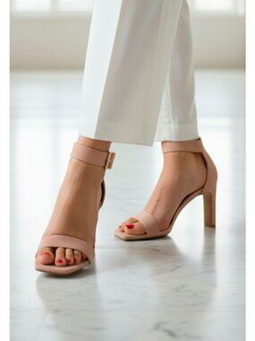 Strappy Nude Block Heel Sandals With Ankle Strap For Women
